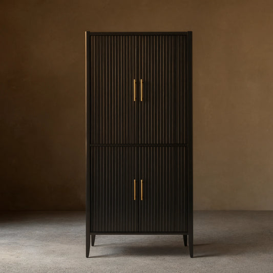 Louis Wood Bar Cabinet Constructivist-Inspired Wine Cabinet With Drawer
