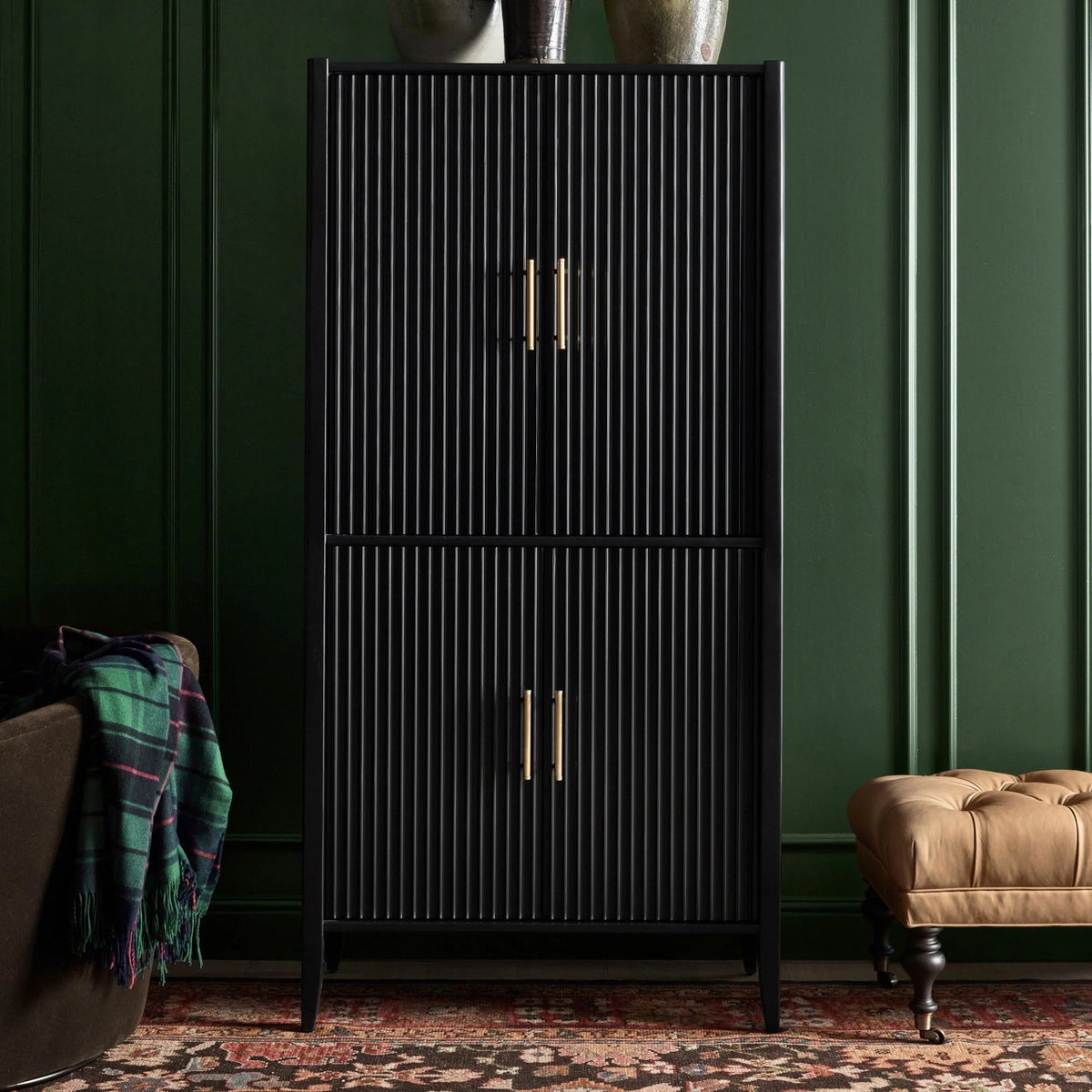 Louis Wood Bar Cabinet Constructivist-Inspired Wine Cabinet With Drawer
