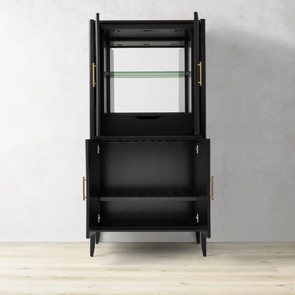 Louis Wood Bar Cabinet Constructivist-Inspired Wine Cabinet With Drawer