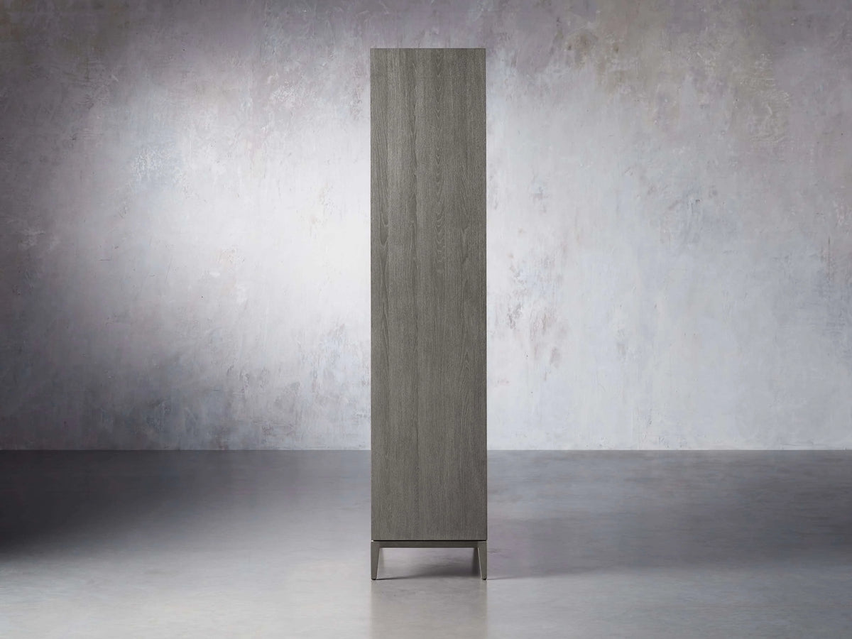 Malone Solid Wood Double Door Tall Cabinet With Leather Detailing