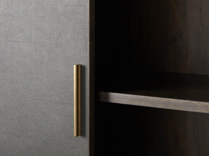 Malone Solid Wood Double Door Tall Cabinet With Leather Detailing