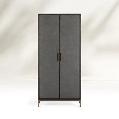 Malone Solid Wood Double Door Tall Cabinet With Leather Detailing