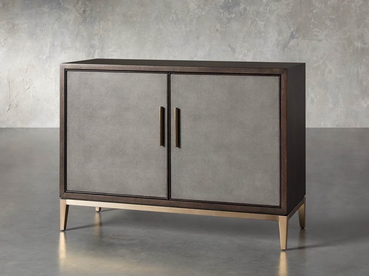 Malone Two-Door Wood Buffet Cabinet Sideboard With Leather Accents