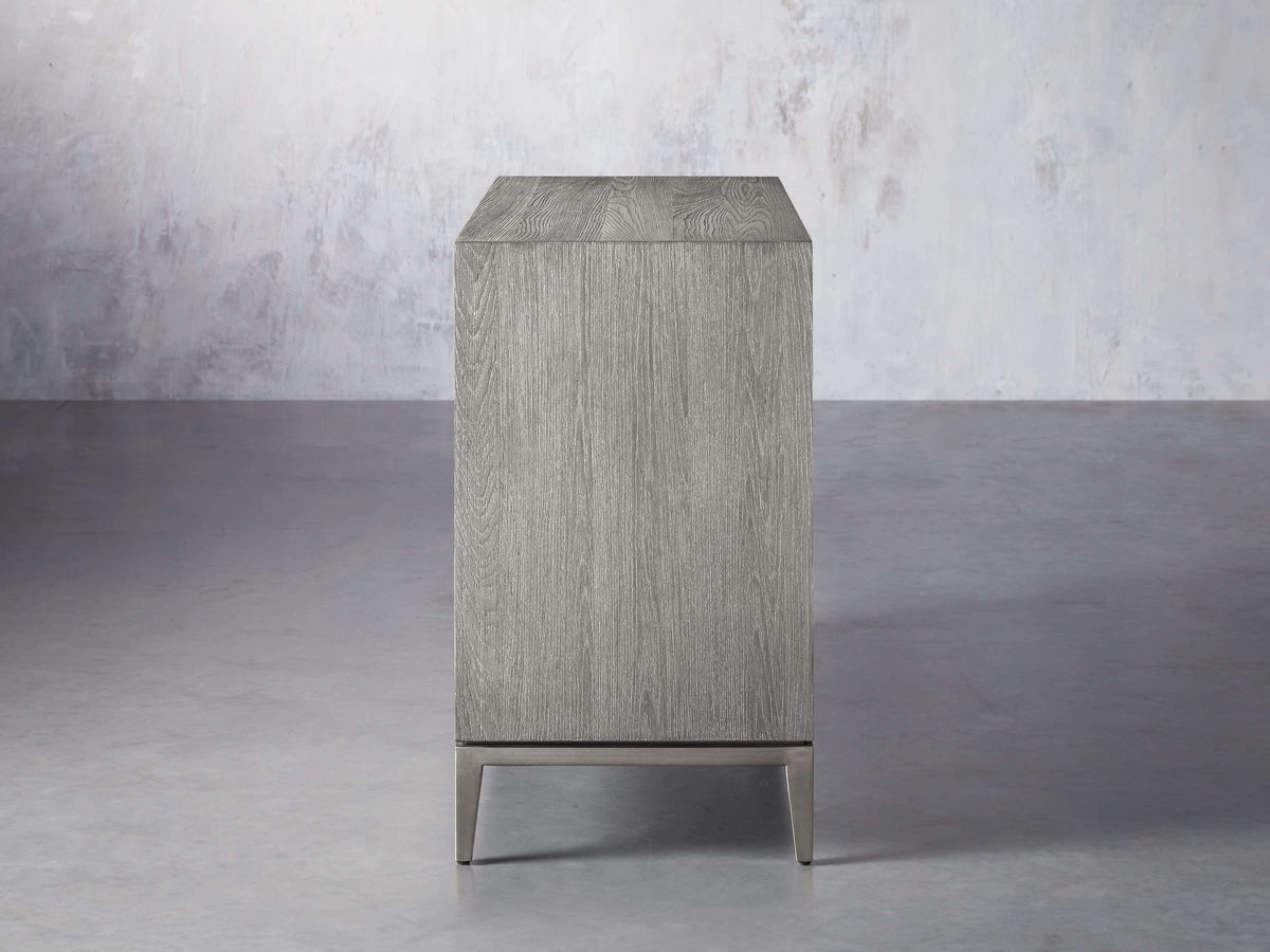 Malone Two-Door Wood Buffet Cabinet Sideboard With Leather Accents