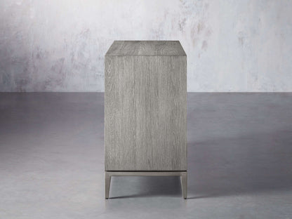 Malone Two-Door Wood Buffet Cabinet Sideboard With Leather Accents