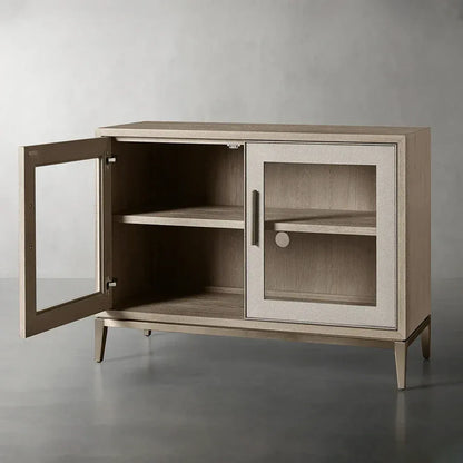 Malone Wood Sideboard Buffet Storage Cabinet With Two-Door Glass