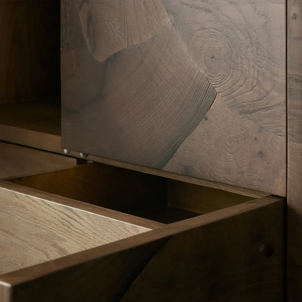 Polanco Wood Tall Storage Cabinet Large Sideboard With Two Spacious Drawers