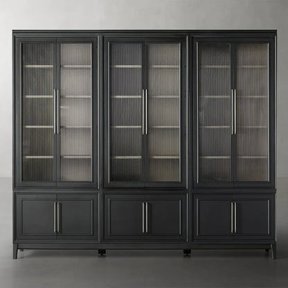 Rowan Modular Reeded Tall Display Cabinet With Glass Doors