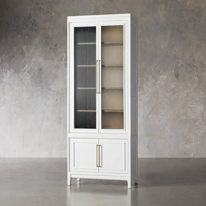 Rowan Modular Reeded Tall Display Cabinet With Glass Doors