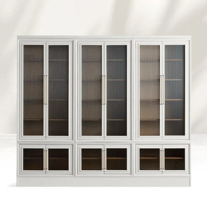 Rowan Modular Reeded Tall Display Cabinet With Glass Doors
