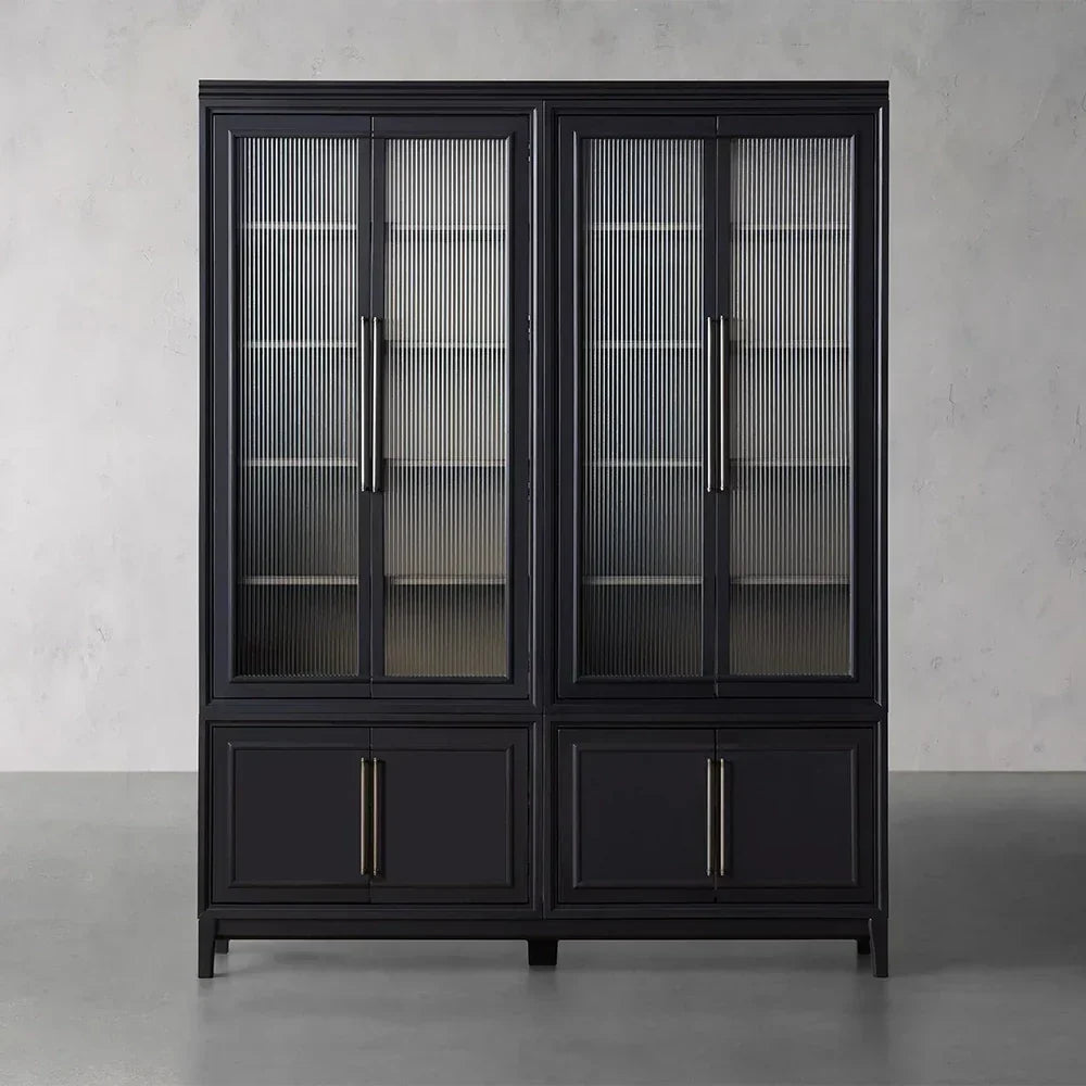 Rowan Modular Reeded Tall Display Cabinet With Glass Doors