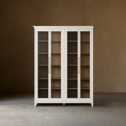 Rowan Modular Wood Tall Display Cabinet With Glass Doors