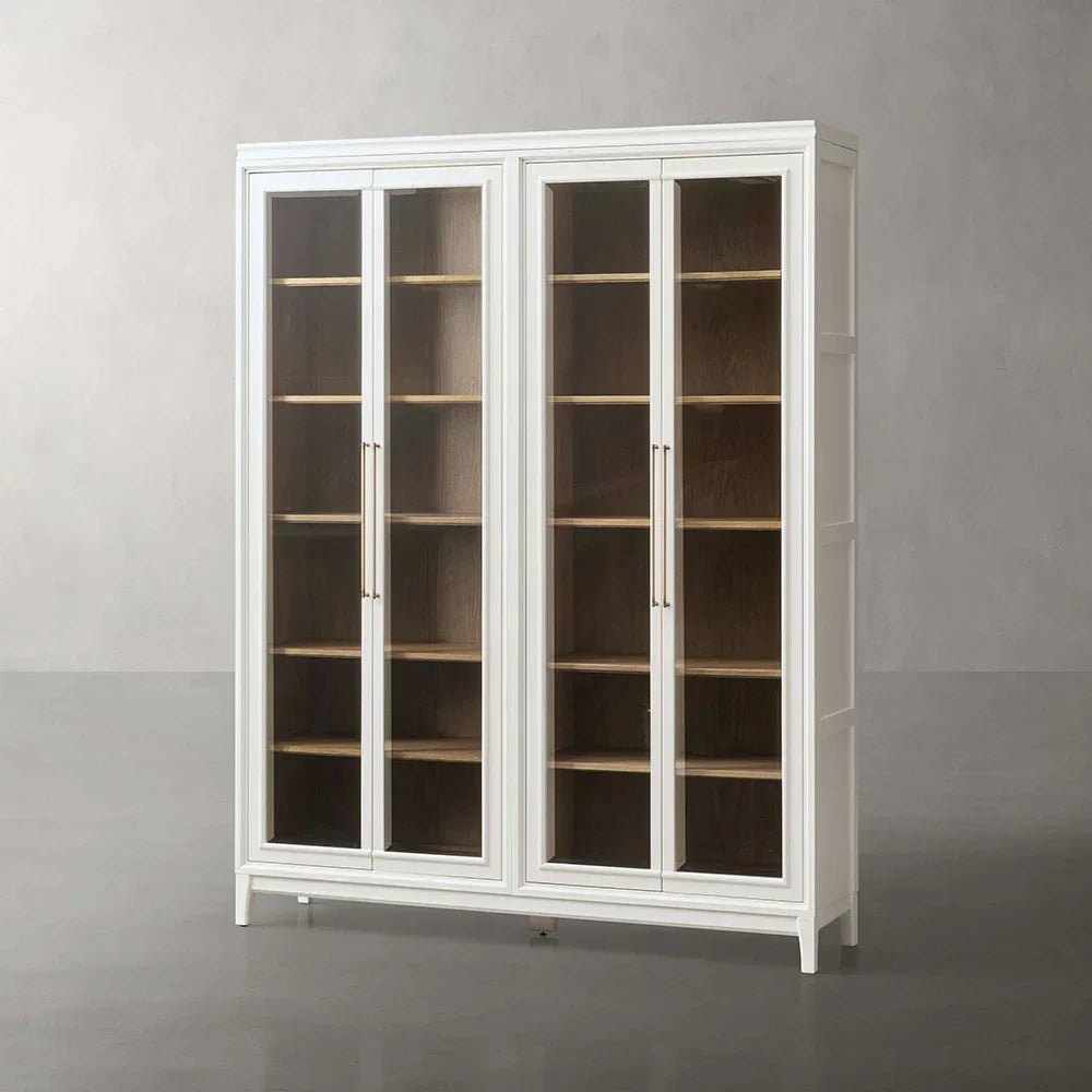 Rowan Modular Wood Tall Display Cabinet With Glass Doors