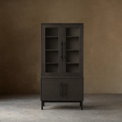 Sullivan Oak Wood Rustic Display Cabinet