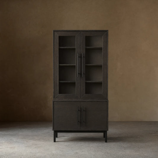 Sullivan Oak Wood Rustic Display Cabinet