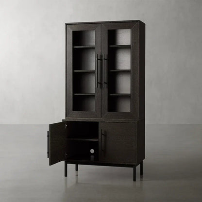 Sullivan Oak Wood Rustic Display Cabinet
