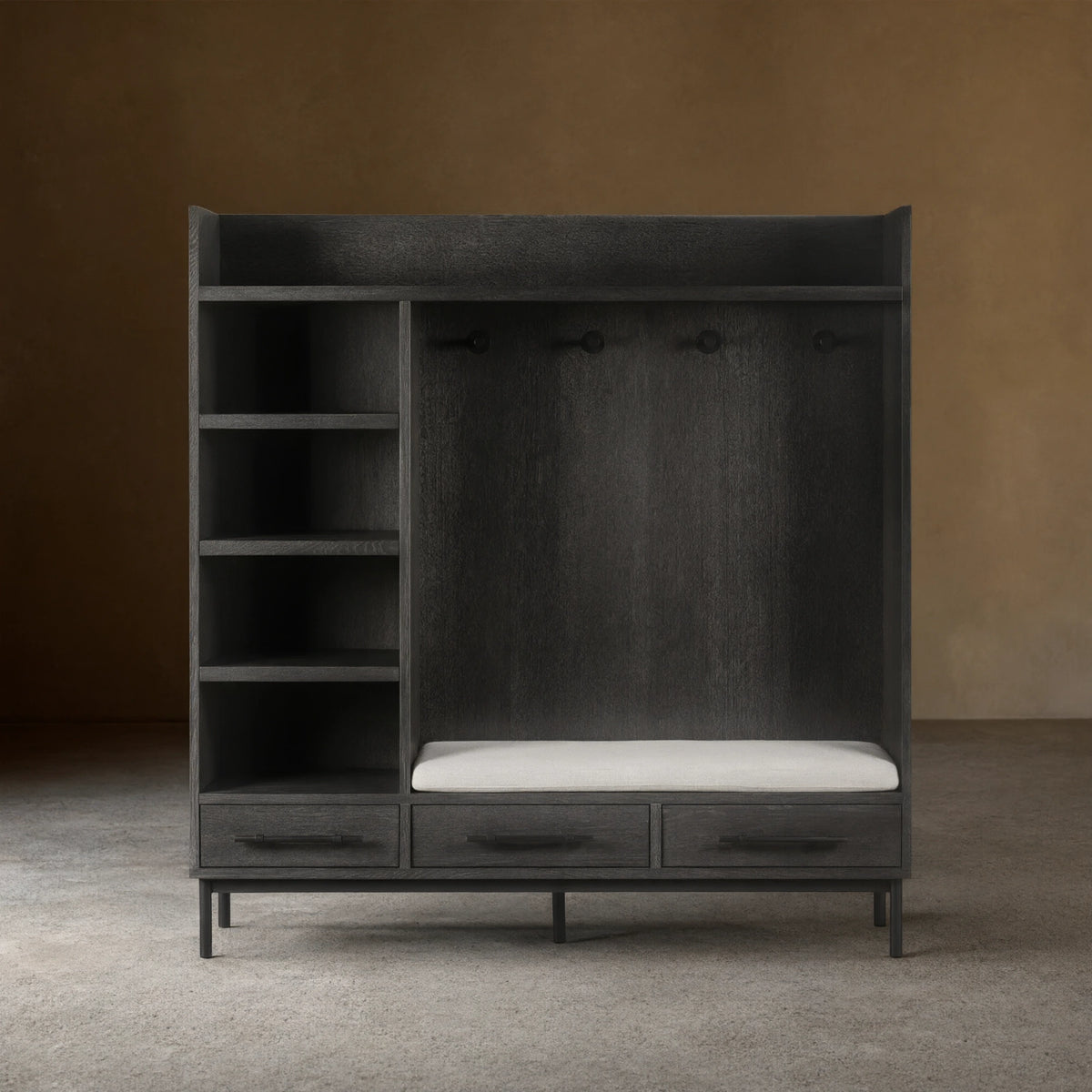 Sullivan Oak Wood Entry Cabinet Modern Rustic Entrance Lockers