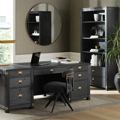Telegraph Solid Wood Office Bookcase Hand-Distressed Tall Cabinets