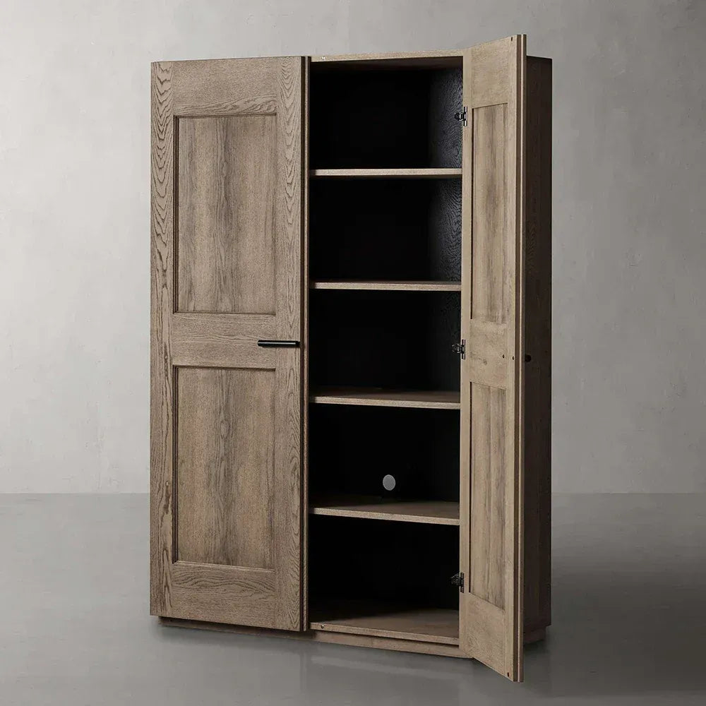 Turro Solid Oak Cabinet Rustic Living Room Tall Storage Cabinets