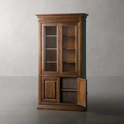 Tuscany Italian Crafted Wood Display Storage Cabinet With Glass Door