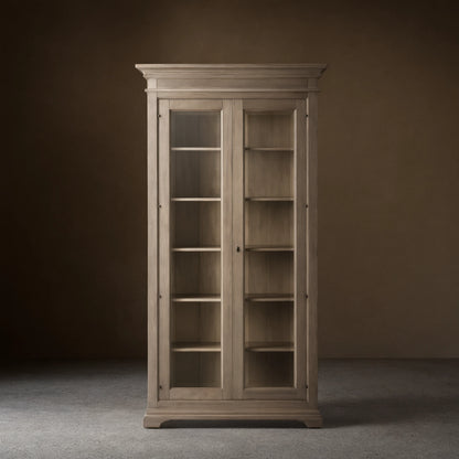 Tuscany Italian Wood Glass Door Display Cabinets With Adjustable Shelves