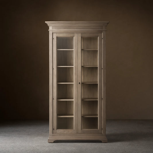 Tuscany Italian Wood Glass Door Display Cabinets With Adjustable Shelves