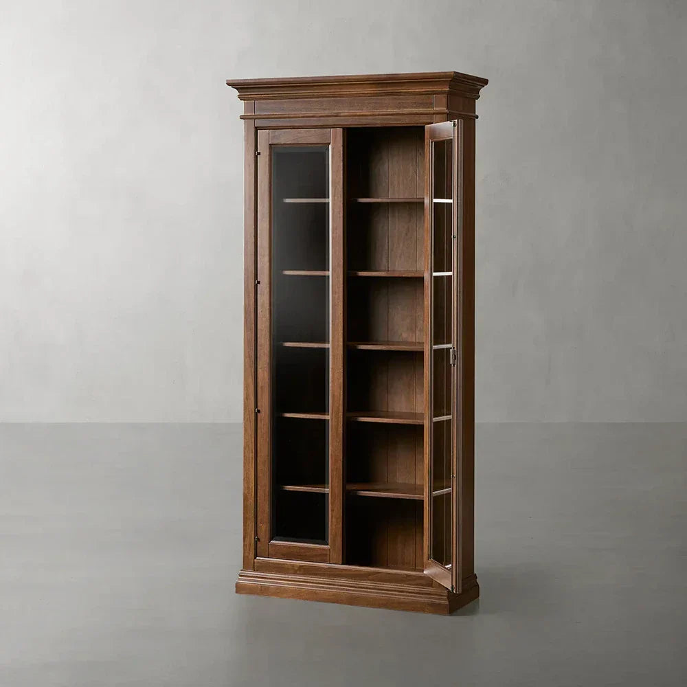 Tuscany Italian Wood Glass Door Display Cabinets With Adjustable Shelves