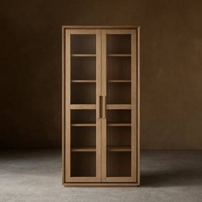 Willow Wood Tall Display Storage Cabinets Clean-Line Design