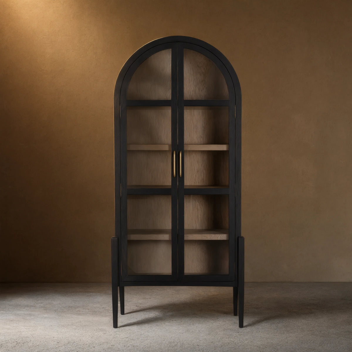 Hattie Wright Mediterranean Glass Door Display Cabinets Wood Living Dining Room Tall Cabinets