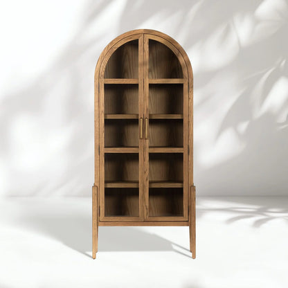 Hattie Wright Mediterranean Glass Door Display Cabinets Wood Living Dining Room Tall Cabinets