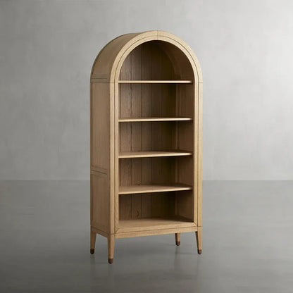 Hattie Solid Oak Open Bookcase Arch-Inspired Design Display Cabinets