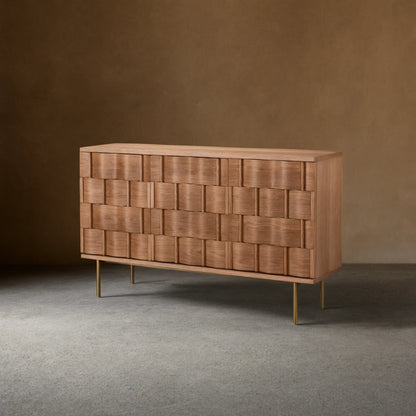 Ariel Woven-Texture 3-Door Sideboard Scandinavian Wood Storage Cabinets