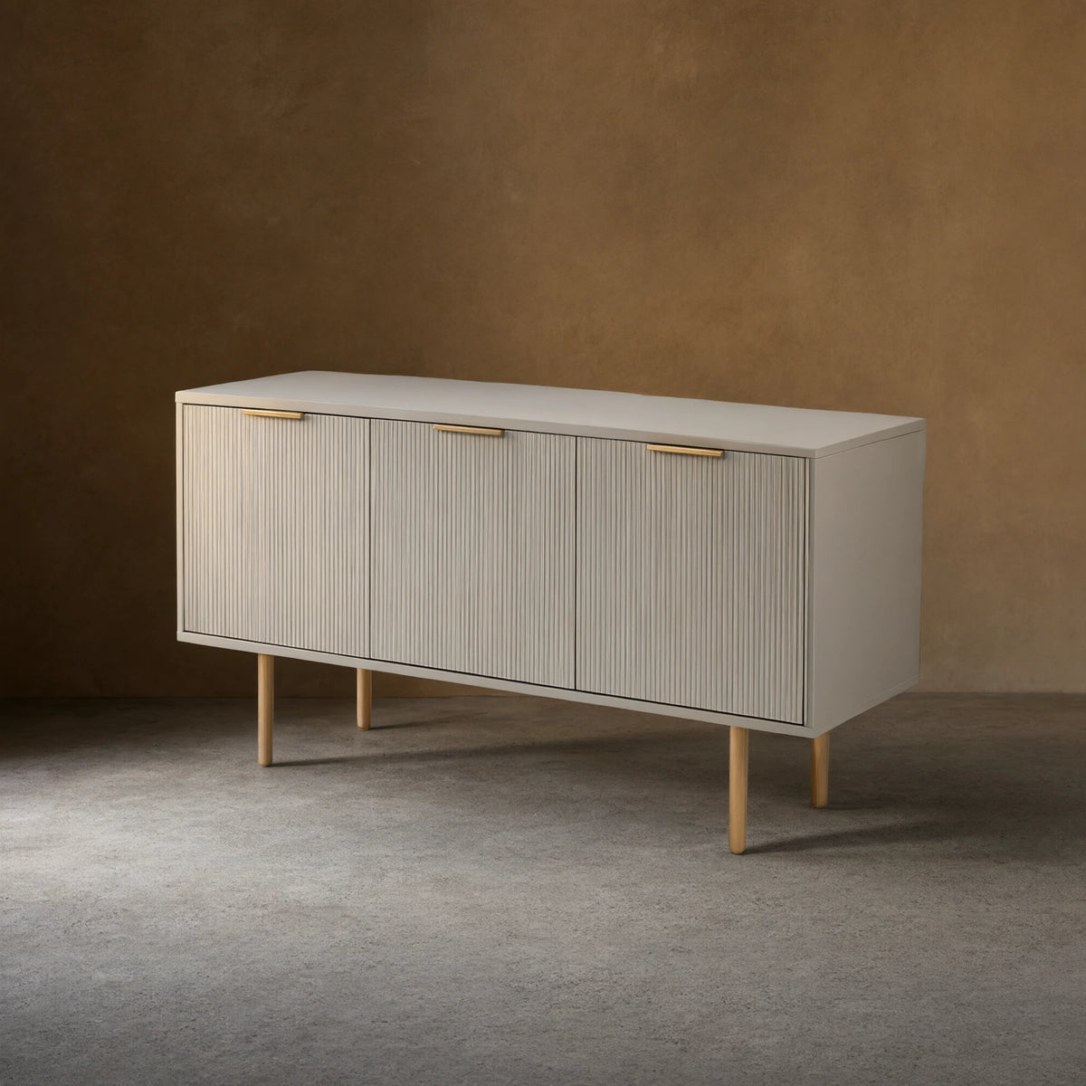 Doroda Modern Wood Frame Sideboard Spacious Cabinets With Gold Hardware