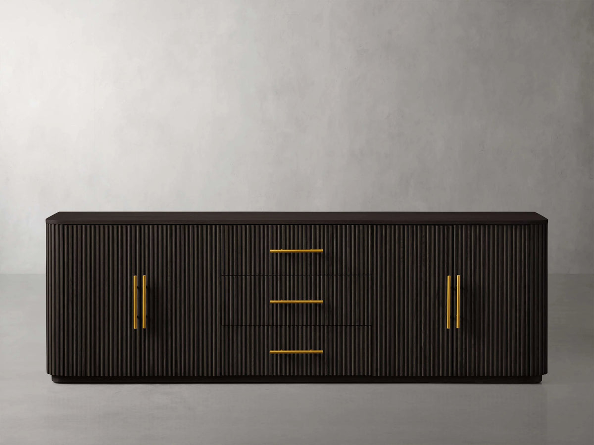 Finnley Reeded Wide-Format Sideboard Wood Buffet Cabinets with 3 Drawers