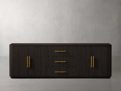 Finnley Reeded Wide-Format Sideboard Wood Buffet Cabinets with 3 Drawers