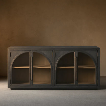 Hattie Solid Oak Sideboard Vintage Arched Buffet Storage Cabinet