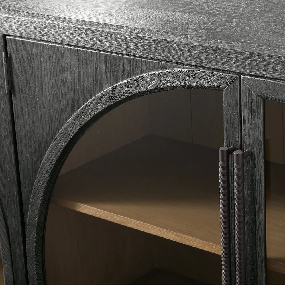 Hattie Solid Oak Sideboard Vintage Arched Buffet Storage Cabinet