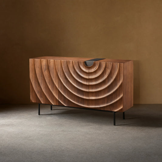Lunara 3-Door Ripple Sideboard Modern Scandinavian Buffet Cabinets