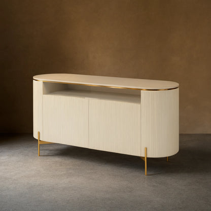 Panoso Curved Sideboard Luxury Buffet Cabinet With Gold stainless steel legs