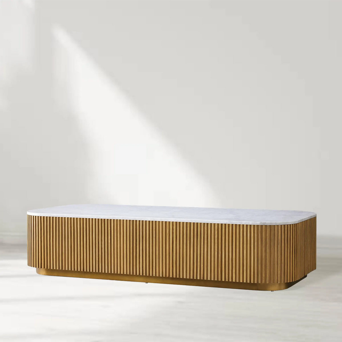 Finnley Solid Wood Coffee Table Stone Top Sofa Center Tea Table