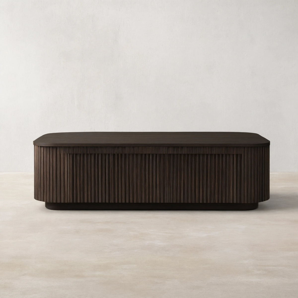 Finnley Solid Wood Coffee Table Rustic Sofa Center Tea Table with Reeded Design