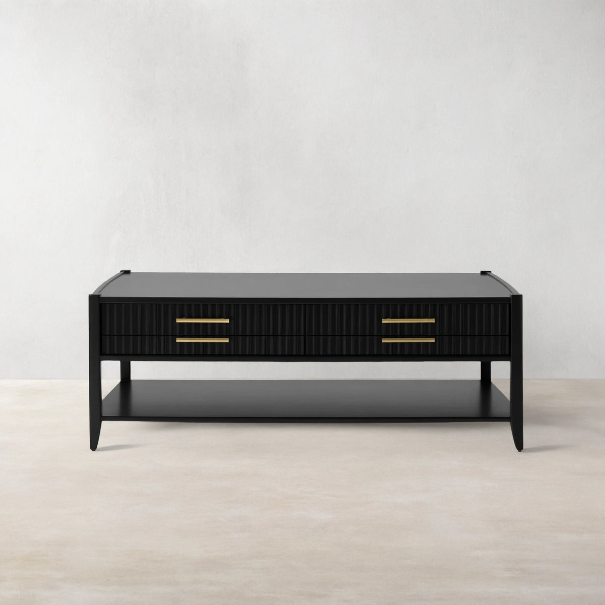 Lewis 56" Modern Coffee Table Wood Sofa Center Tea Table with Fluted Drawers