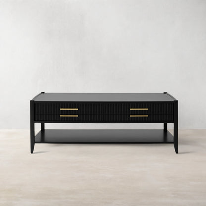 Lewis 56" Modern Coffee Table Wood Sofa Center Tea Table with Fluted Drawers
