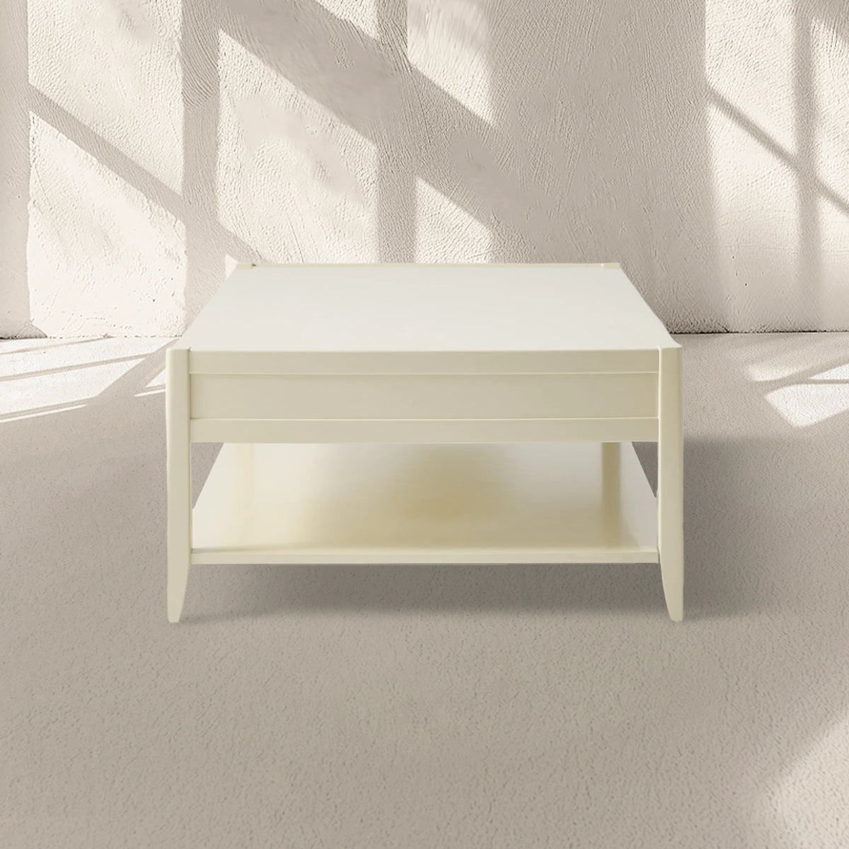 Lewis 56" Modern Coffee Table Wood Sofa Center Tea Table with Fluted Drawers