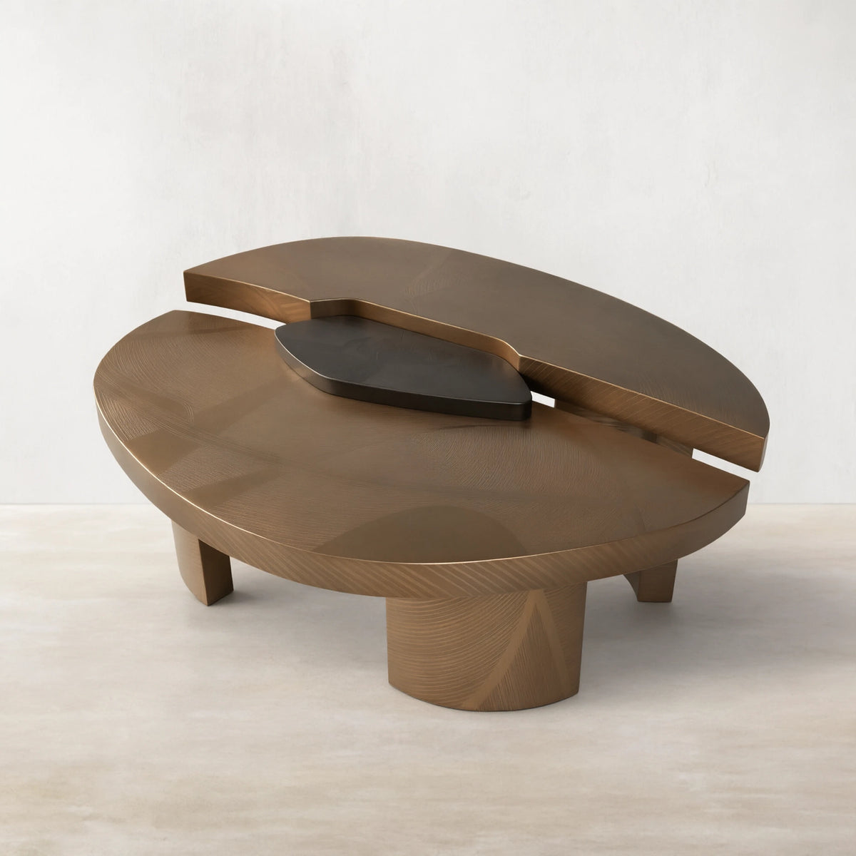 Oxidized Brass Sculptural Coffee Table