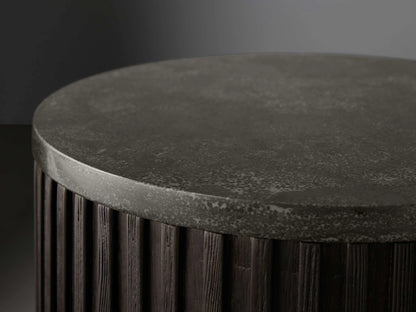 Finnley Stone Top Pedestal End Table Wood Sofa Side Table