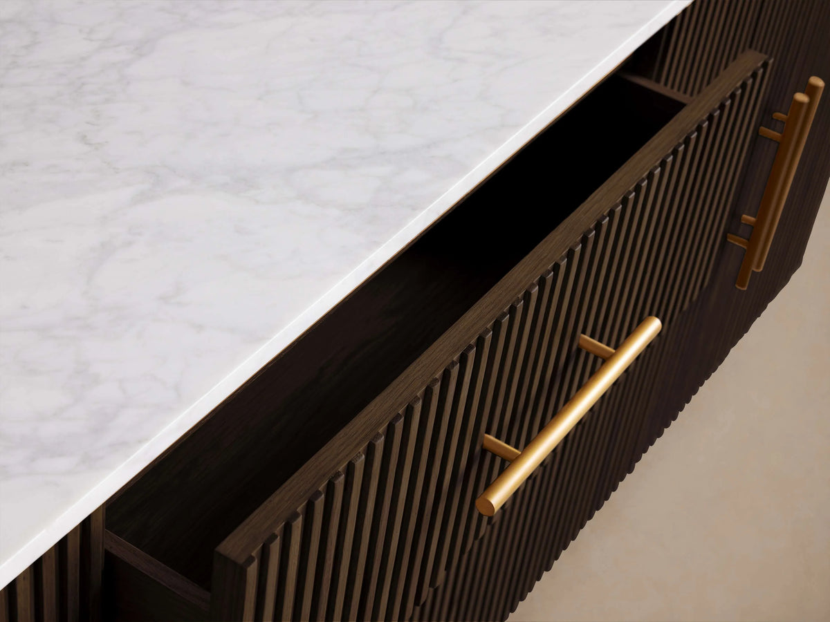 Finnley Plinth Sideboard with Carrara Marble Top Buffet Cabinet