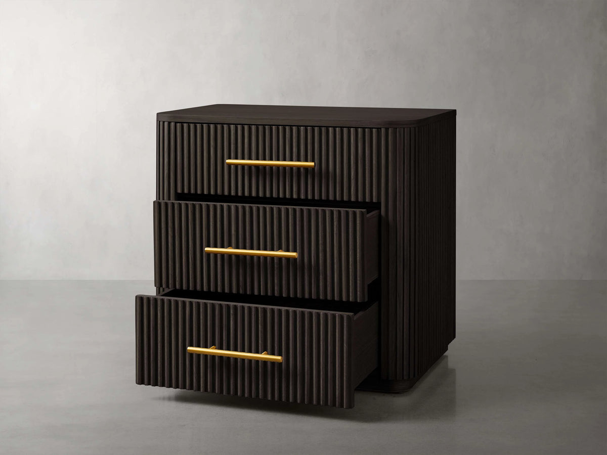 Finnley Wood Nightstand Bedroom 3 Drawer Chest Cabinet