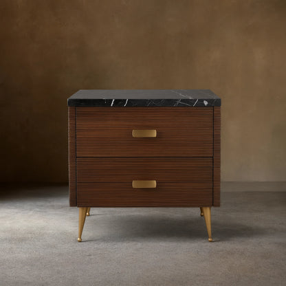 Giselle Mahogany Nightstand Wood Two-Drawer Chest Nightside Table Cabinet