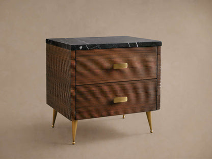 Giselle Mahogany Nightstand Wood Two-Drawer Chest Nightside Table Cabinet